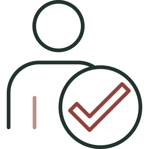 Illustration of Man with a Check Mark representing a Friendly Atmosphere at One Eleven Dental
